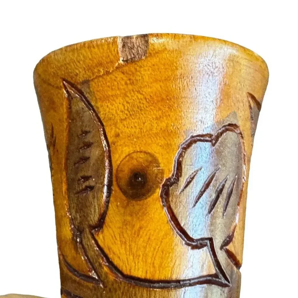 Hand Carved Wood Vase 7.5” St. Marten